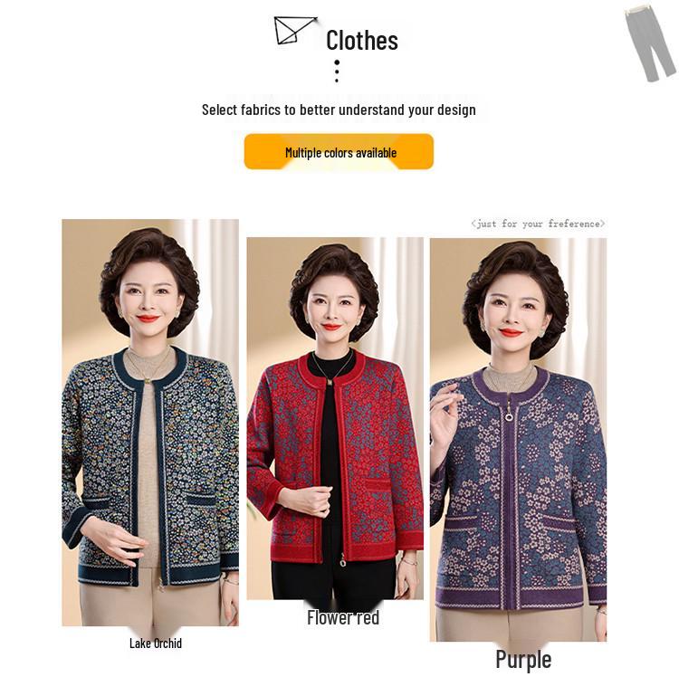 Women's Autumn Knit Cardigan for Middle-aged and Elderly 