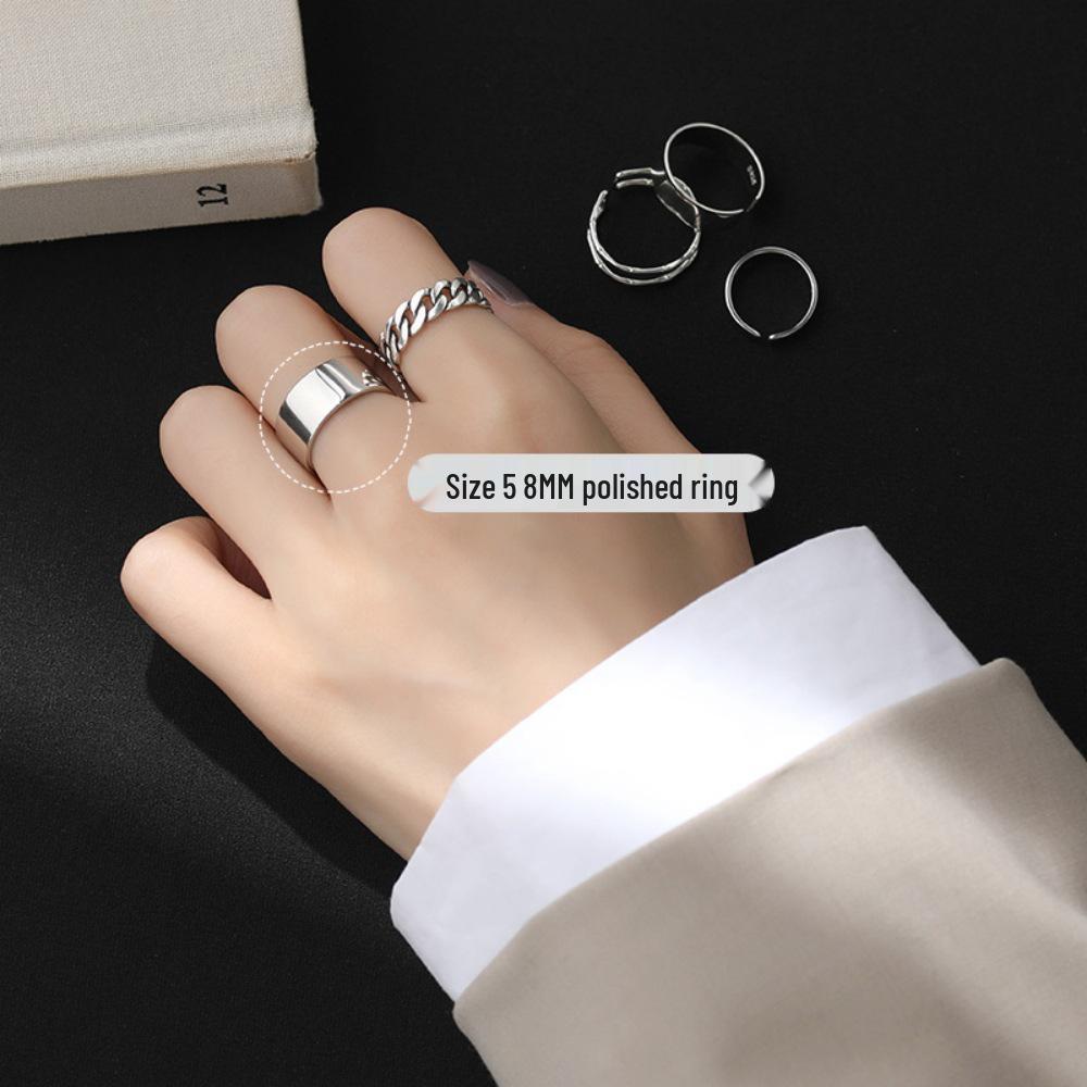 925 Sterlingsilber Damen Offener Bandring - Nicht anlaufend, Vielseitiger kleiner Fingerring, High-End Modedesign