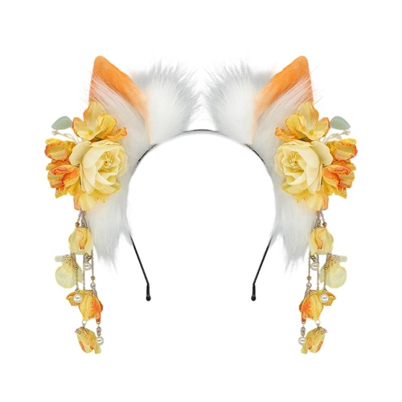 

Эластичные повязки на голову с мягкими ушками кошки и волка для аниме-костюма, аксессуар для волос в аниме-стиле, удобная повязка оранжевый