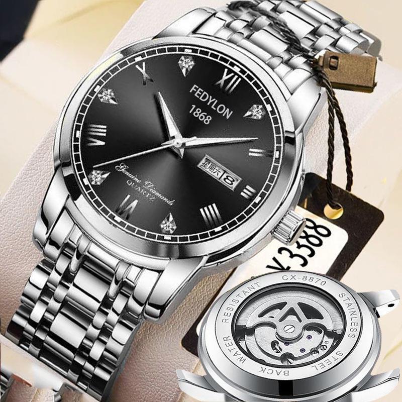 Fatilon Automatic Non-Mechanical Watch Tourbillon Luminous Waterproof Watch Men'S Pouch Drill Dial High-End Watch