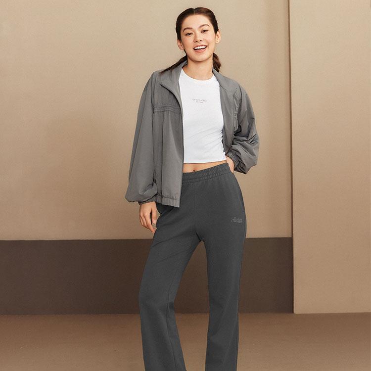 Skechers Soft Comfortable Versatile Wide Leg Flared Pants Women bottoms Oyster-Black L225W110-02KY
