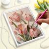 5D DIY Frameless Pearl Painting Pink Flowers Pattern Painting Kit, Suitable for Home Living Room Bedroom and Other Wall Decoration Art Paintings