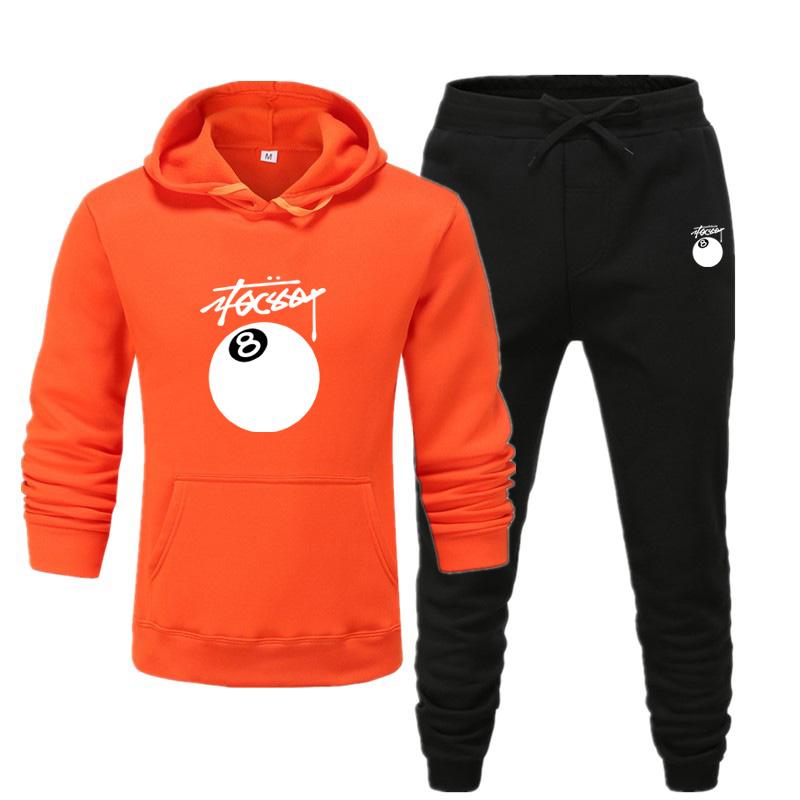 Herr- och damny höst- och vinter plusstorlek bordtennis Nej. 8 Tryckta Sportkläder med Huva Casual Sportklädesset