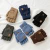 Windproof Half Finger Mittens Warm Writing Mittens Fashion Winter Knitted Gloves  for Men