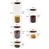 Transparent Heat-Resistant Glass Storage Tank 500Ml Wooden Lid Sealed Jar for Kitchen Spices Tea Coffee Grains Storage