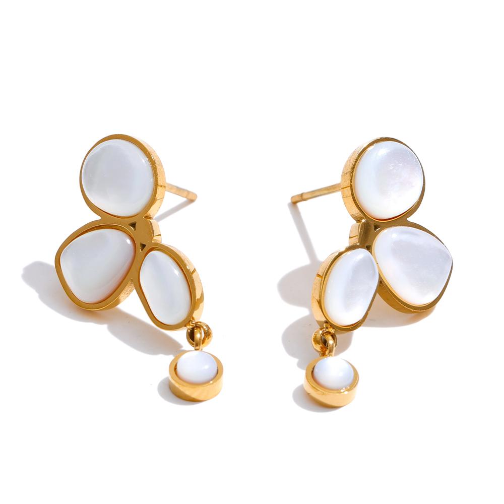 

Yhpup Exquisite Gift Fashion Stainless Steel Thick Shell Flower Small Drop Earrings 18K Golden PVD Plated Trendy Fashion Jewelry