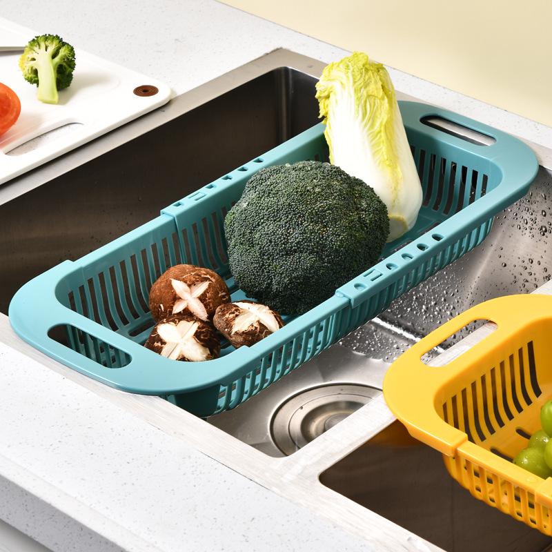 Adjustable Telescopic Vegetable Washing & Storage Rack - Household Kitchen Dishwashing Basket