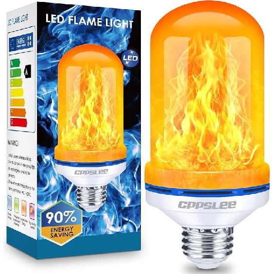 Halloween Decorations Upgraded LED Flame Light Bulbs, 4 Modes Fire Flame Bulb, E26 Base Flickering Light Bulbs, Christmas Decorations Outdoor Indoor 1 Pack - Yellow