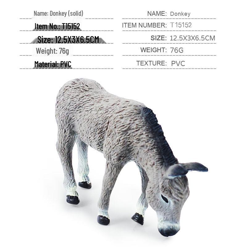 Gray Donkey Figurine: Children's Cognitive Animal Model Toy