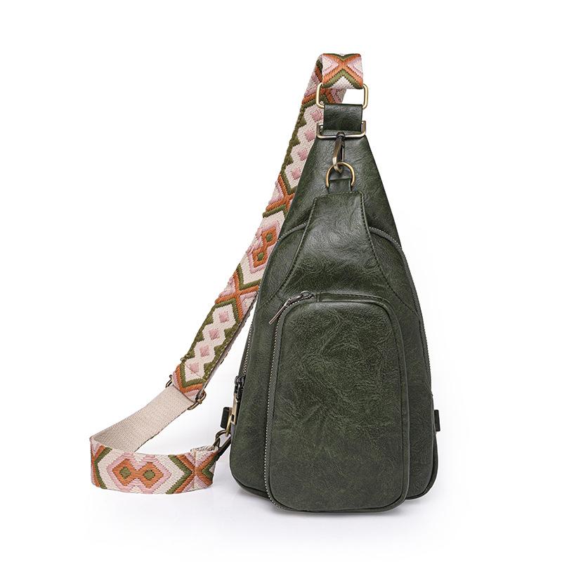 

кожаная женская нагрудная сумка, однотонная сумка через плечо, спортивная маленькая нагрудная сумка для спорта на открытом воздухе зелёный