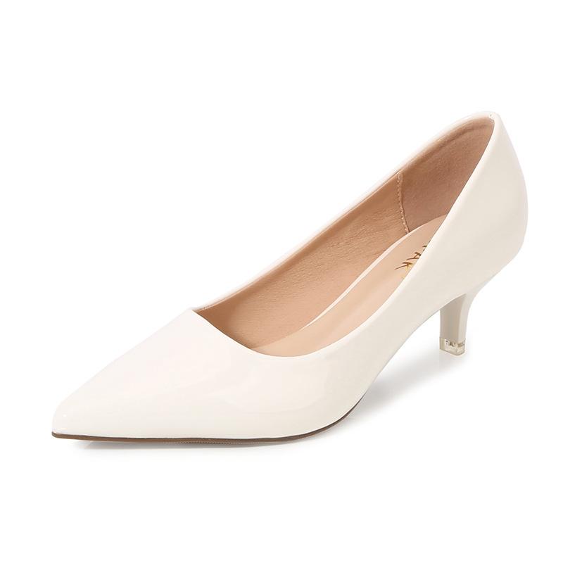 Professional High Heels Women's Pointed Head Shallow Mouth Large Size Single Shoes Black Medium Heel Dress Work Shoes Women