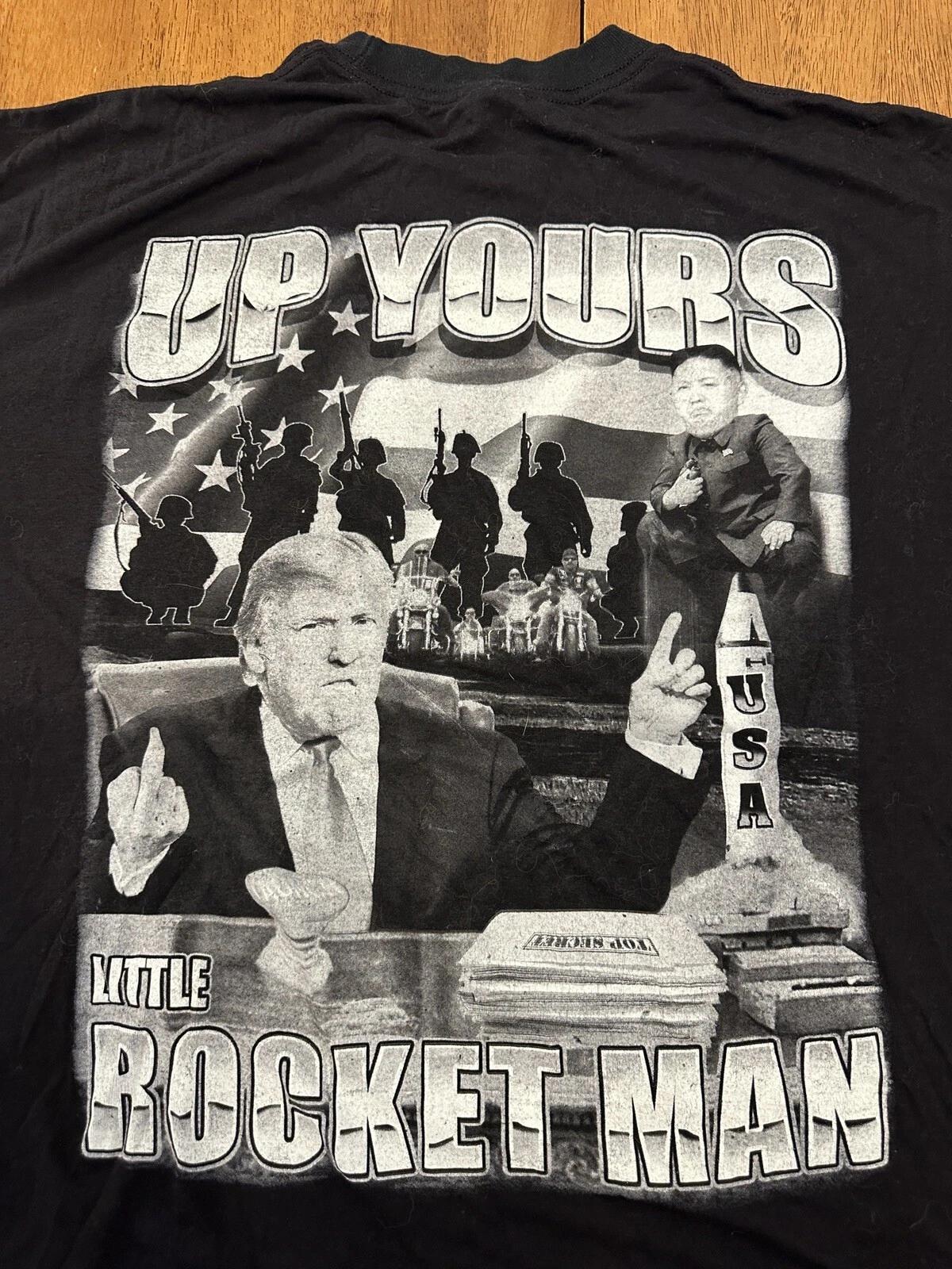 Donald Trump Little Rocket Man Funny T Shirt 2XL Kim Jong Un Rap Tee Style 3XL