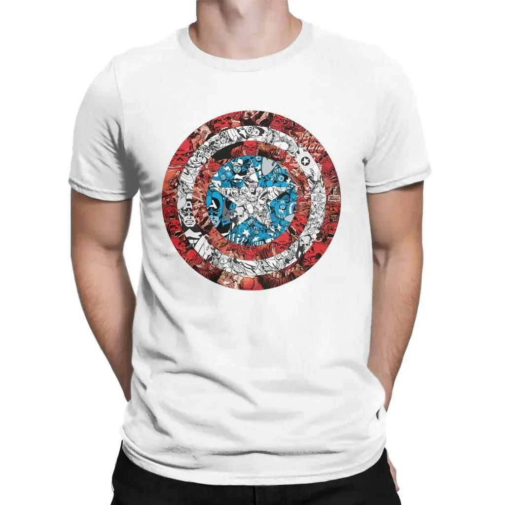 Men's Lovely Marvel Captain America Comic Shield T Shirt 100% Cotton Graphic Clothes Short Sleeve Tee Shirt New Arrival T-Shirts#Color