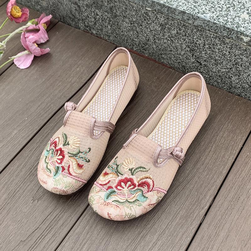Fashion Summer Tennis Shoes New Women's Casual Breathable Sling Embroidered Lefu Shoes Fashion Hollow Cloth Shoes