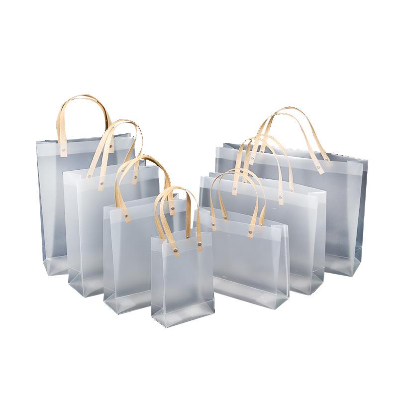 In Stock PVC Transparent Tote Bag, Frosted PP Plastic Gift/Souvenir Packaging, Wedding Candy Bag