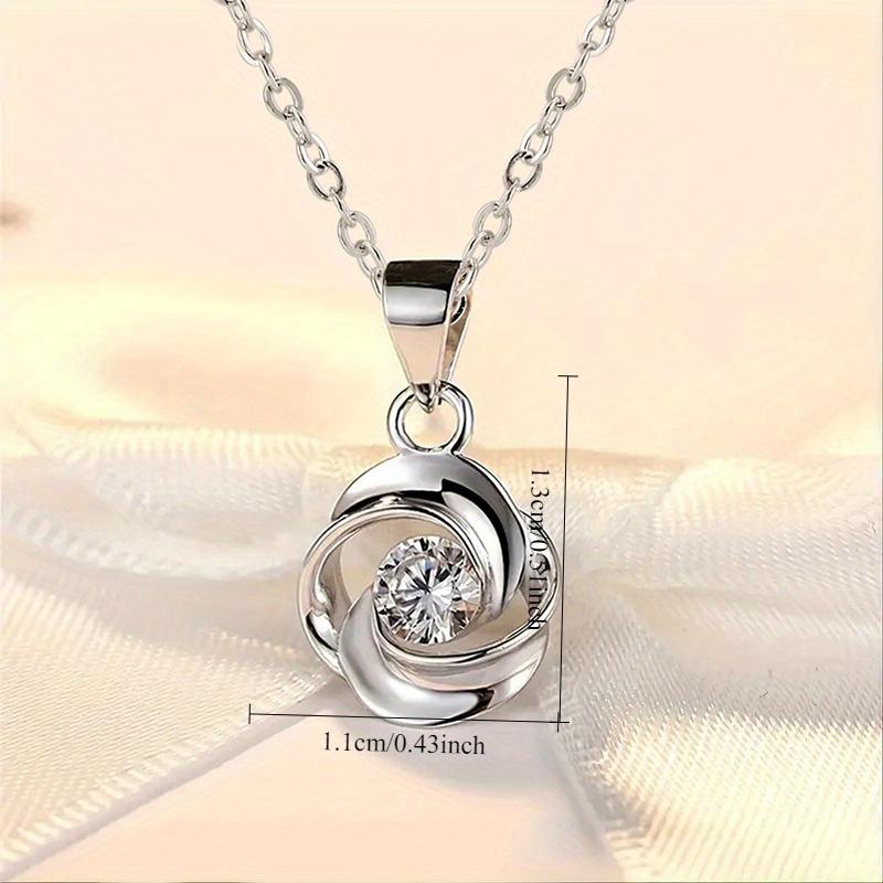 1pc Synthetic Zircon Rotating Necklace, Simple Style Creative Pendant, Cloverleaf Multi-functional Necklace