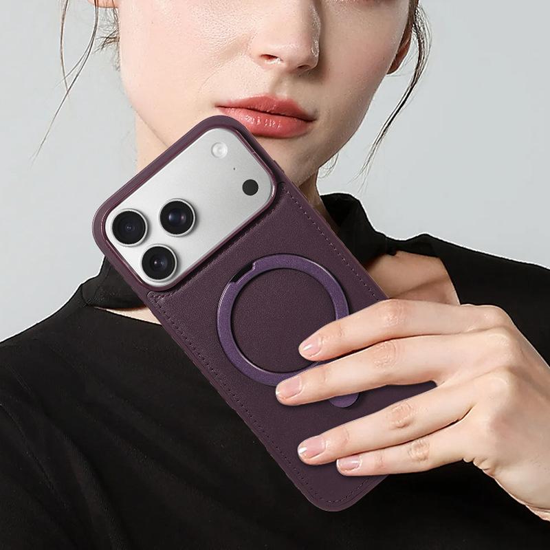 The new simple solid color mobile phone protective case is used for the back cover magnetic mobile phone case of the mobile phone wireless holder.