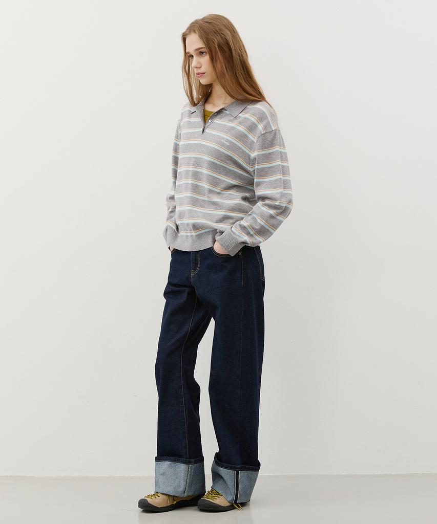 CITYBREEZE Multi-Stripe Collared Knit_3 Colors