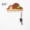 Office Badge Holder Solid Wood Key with 5 Hooks, Decorative Wall Mounted Rack, Space Saving Organizer for Entryway Kitchen And Hat Rack