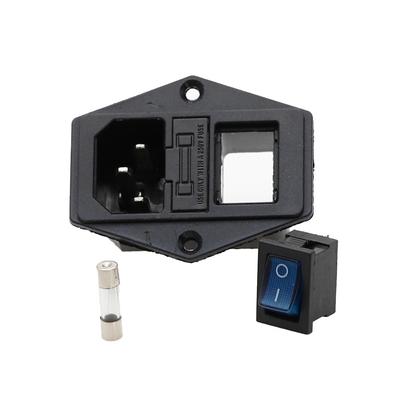 תקע זכר להרכבה 250V 10A IEC320 C14 3 פינים שקע כוח לפאנל עם מתג נתיך