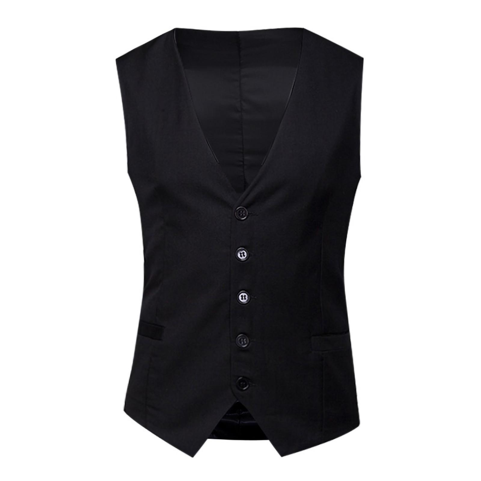 

Мужская мода Slim Fit пуговицы карман V шеи жилет без рукавов рубашка блузка XXXXXXXL чёрный