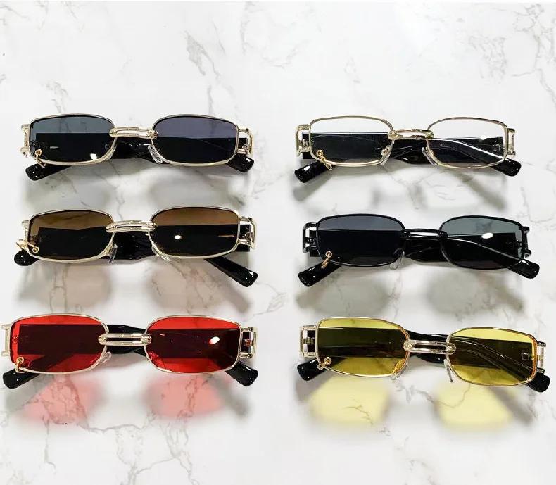 Fashion Punk Square Sunglasses Women Luxury Brand Small Frame Sun Glasses Female Rectangle Metal Mirror  Feminino