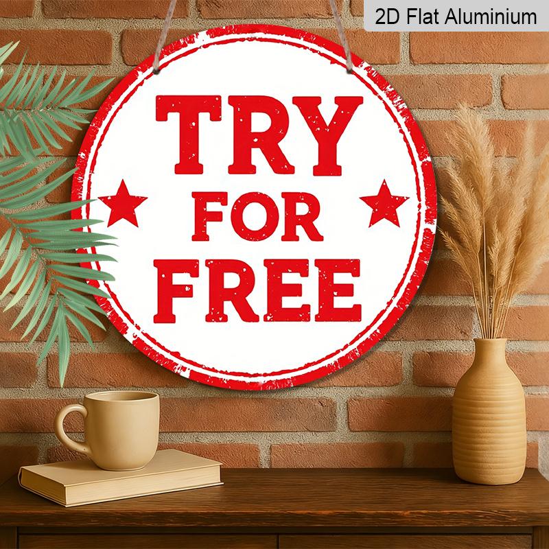 2D Flat, 2D Flat - 1 Round 2D Flat Aluminum Sign | Durable, Easy-to-Hang Decorative Plaque, Suitable for Bedroom, Kitchen, Dining Room - Perfect Home