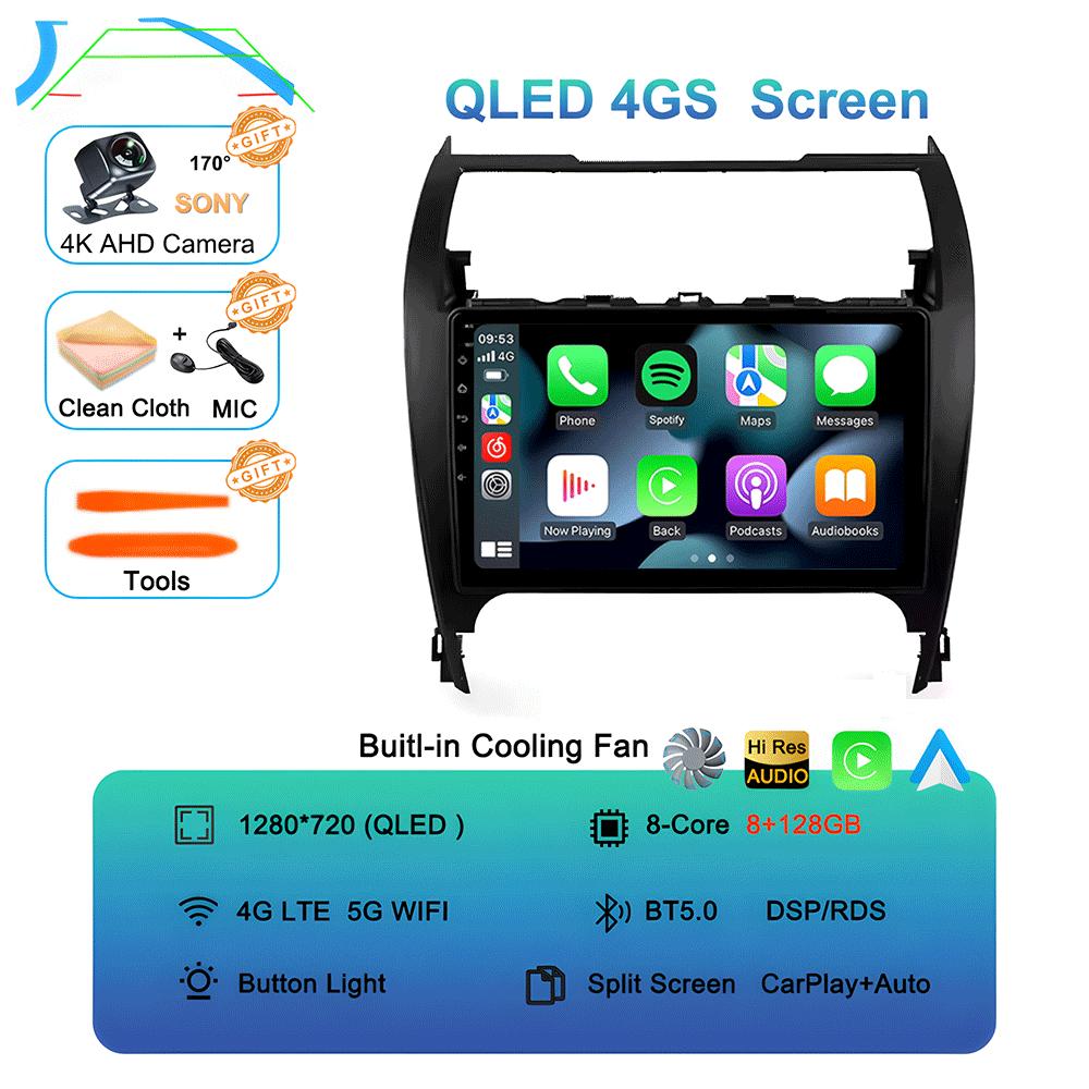 Car Radio Android 14 Carplay Auto For Toyota Camry 7 XV 50 55 2012 - 2017 Navigation GPS Multimedia Player video Stereo WIFI+4G