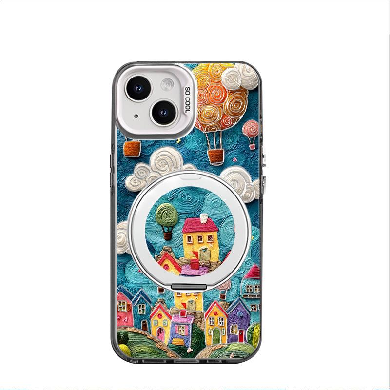 

Hand-painted Town for IPhone16/15 Pro Yuanqi 1411 Mobile Phone Case 12 for Apple 13 Protective Case 8 For Apple 6