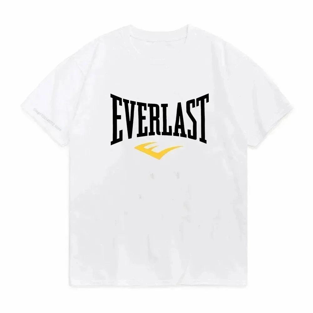 Summer Boxing EVERLAST Loose Casual Short Sleeves T-shirt Letter Printing T Shirt O-Neck Cotton Tee Shirt Fitness Sports Tops