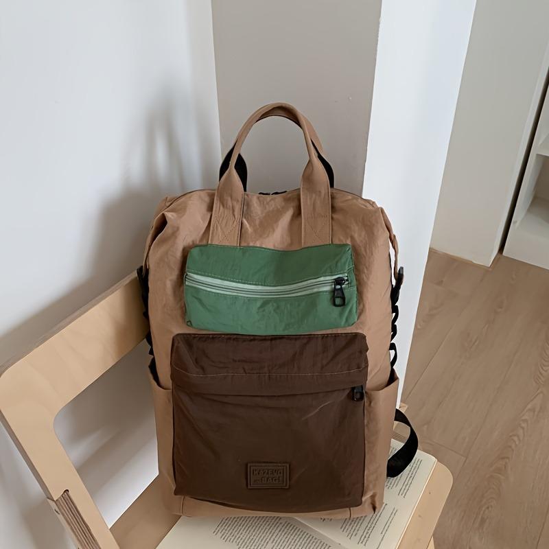 Women's Color Matching Casual Backpack Computer Bag