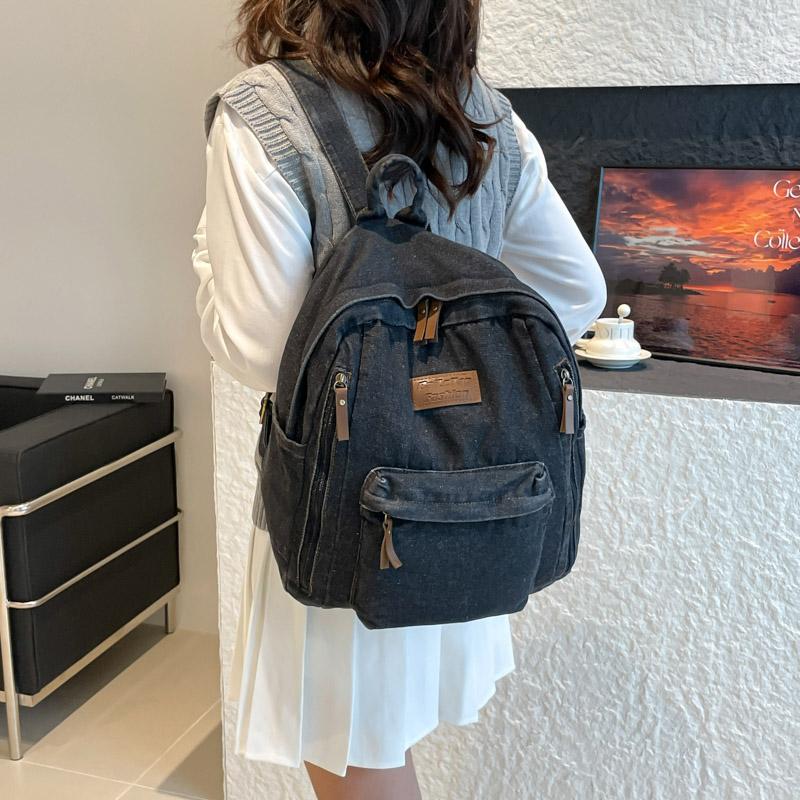 Large Capacity Denim Backpack Women's Backpack Student Travel School Bag