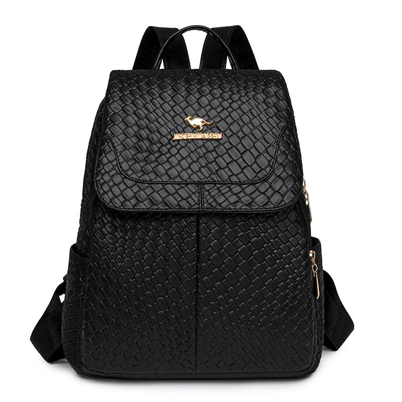 Woven Backpack Women Large Capacity Commuter Backpack Multifunctional Student Schoolbag