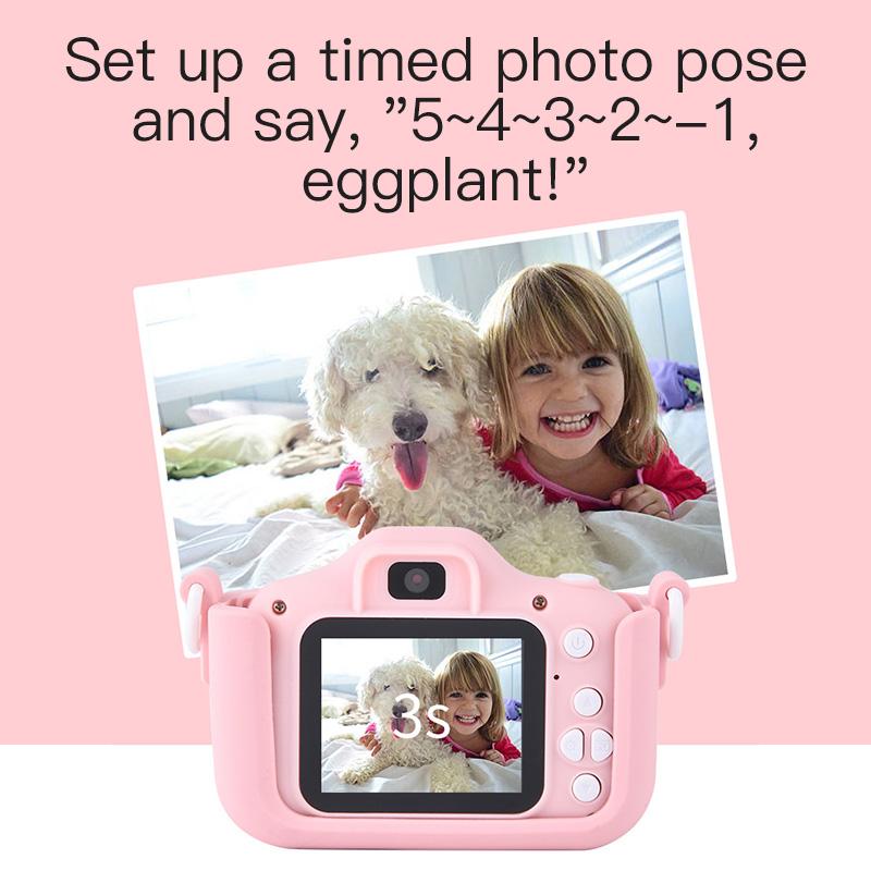 Çocuk Mini Kamera Karikatür Kedi Oyuncakları Kız Erkek Doğum Günü Hediyeleri 1080P HD 2 İnç Ekran Silikon Kılıflı Hayatı Kaydetme Kamerası