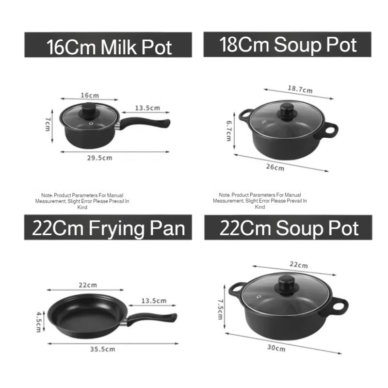 13 Piece Cookware Set Milk Pot Soup Pot Flat Bottomed Small Frying Pan with Lid And Shovel Kitchenware Set for Cooking pots Set