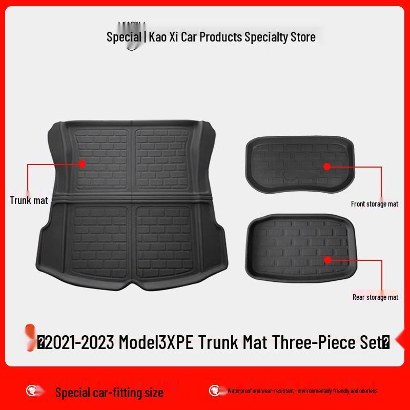 Eco-Friendly Waterproof XPE Car Floor Mats & Odorless Trunk Mat for Tesla Model 3/Y (L/R Drive)