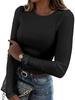 2024 Women's Long-Sleeve Ribbed Crew Neck Slim-Fit T-Shirt