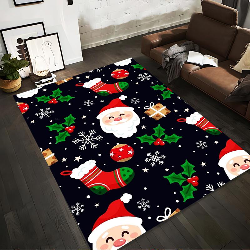 Santa Pattern Christmas Rug Non-slip rug suitable for living room and bedroom sofas