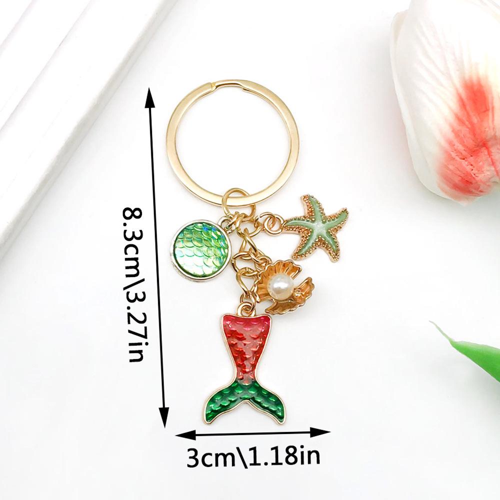 Gradient Mermaid Tail & Starfish Keychain Ornament