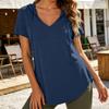Women’s Short Sleeve Hooded Pullover V Neck Loose Fit Casual Drawstring Shirt Lightweight Comfortable Top for Everyday Wear