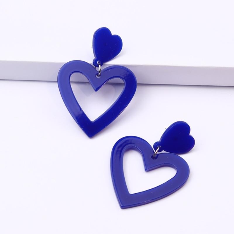 Triple Set Colorful Heart Dangle Earrings Fashionable Sturdy Acrylic Materials Jewelry Accessory for Girlfriend or Wife