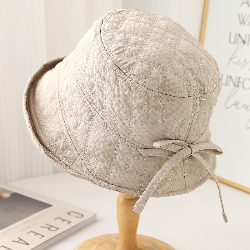 Padded bucket hat women autumn and winter travel sunscreen visor hat bow fashion versatile basin hat