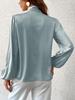 Women's Long Sleeve Satin High Neck Bow Top
