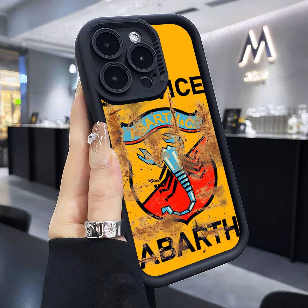 Custodia per Telefono Auto ABARTH Italia Per IPhone 17 16 15 14 13 12 11 Pro Max Plus Custodia in Silicone Antiurto