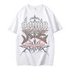 Stray Kids dominATE T‑Shirt Front Domin ATE Gothic Lettering with Red Outline & Stray Kids Script with Tribal Wing Background, Oversized K‑Pop Fan Tee