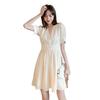 Elegant French Niche 2026 V-Neck Slimming A-Line Chiffon Dress for Women