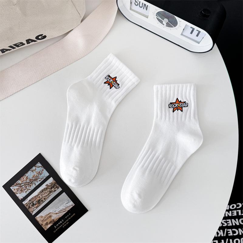 

Cityboy Men s White Mid-Calf Socks with Embroidered Star – Trendy, Sweat-Absorbent, and Ideal for Sports and Running. One Size 36-45 (Seamless) білий