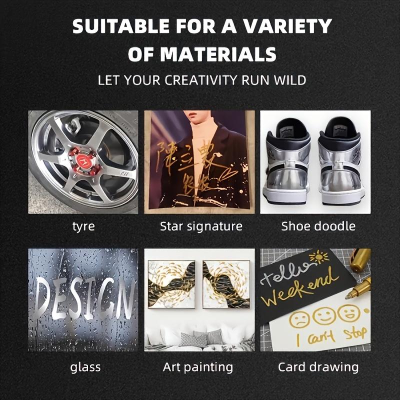 6pcs Golden And Silvery Permanent Golden Marker Pens - Waterproof, Suitable for DIY Crafts, Resin Art, And Office Supplies