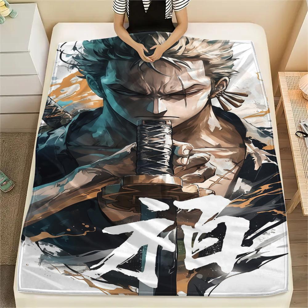 One Piece Roronoa Zoro Flannel Blanket Colorful Print For Home Sofa Bed Chair Picnic Travel -HE71