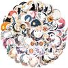 50 Moon Flowers Cat Graffiti Stickers Decorate Guitar Laptop Suitcase DIY Waterproof